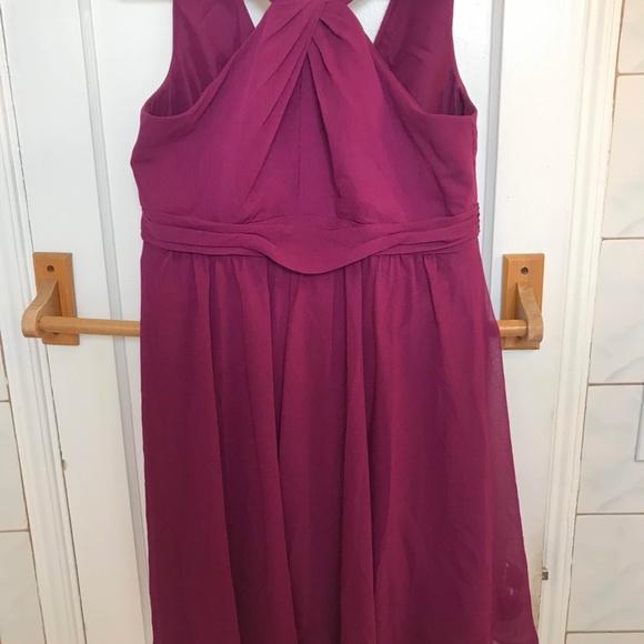 Burgundy Chiffon Halter Dress - Size 12 or 14 - Picture 3 of 7